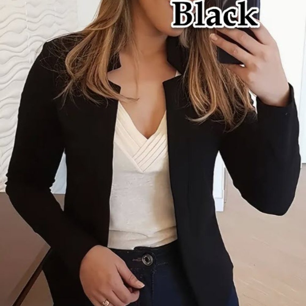 Black Open Front Blazer